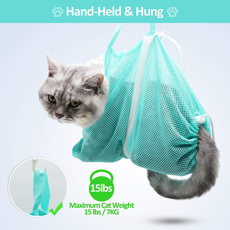 Cat Bathing Bag Mesh Cat Grooming Shower Bag Adjustable Cat Washing Bag Cat Bath Clean Bag Anti Scratch For Pet Nail Trimming - BougiePets