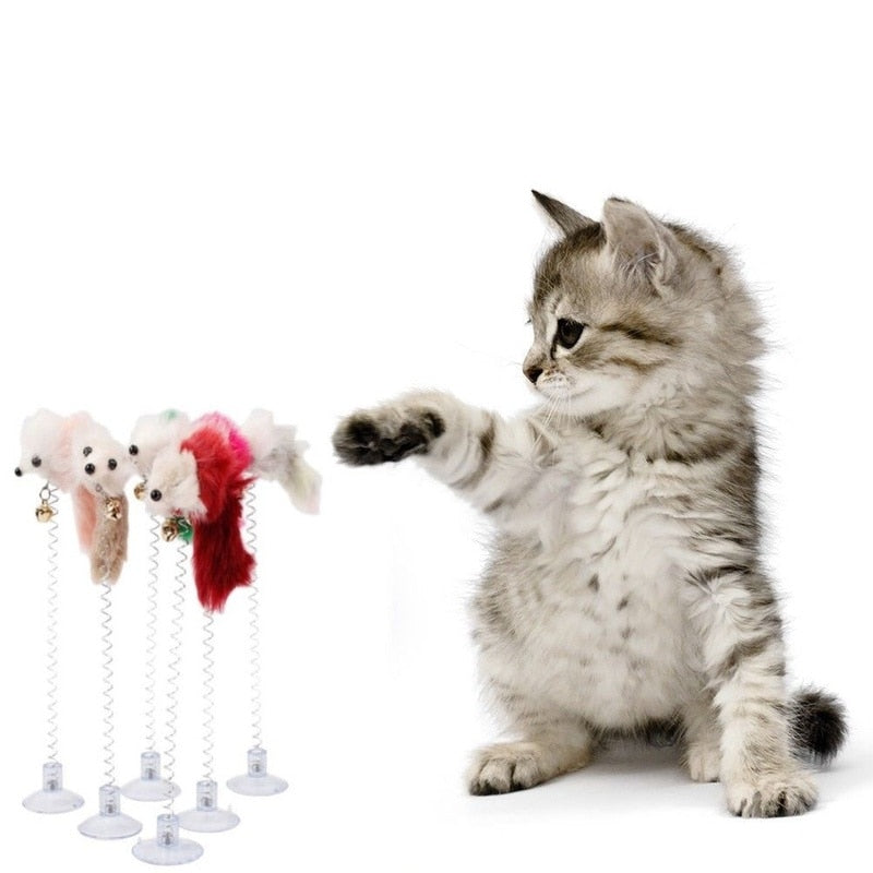 Cartoon Pet Cat Toy Stick Feather Rod Mouse Toy with Mini Bell Cat Catcher Teaser Interactive Cat Toy Kitten игрушки для кошек - BougiePets