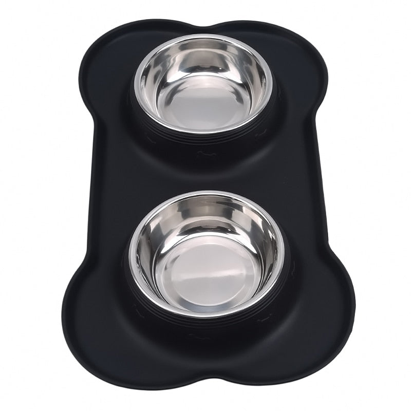 Dog Bowls Stainless Steel Dog Bowl with No Spill Non-Skid Silicone Mat Feeder Bowls Pet Bowl for Dogs Cats and Pets - BougiePets