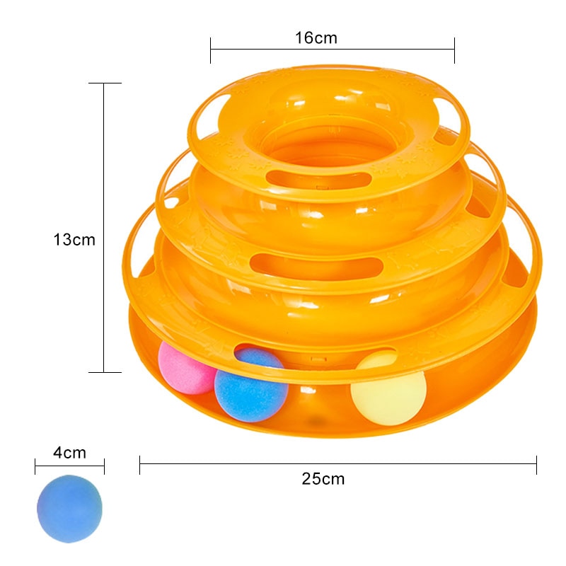 3 Levels Pet Cat Toy Tower Tracks Disc Interacitve Cat Toys Ball Training Amusement Plate Cat Tracks Toys For Cats Kitten jouet - BougiePets