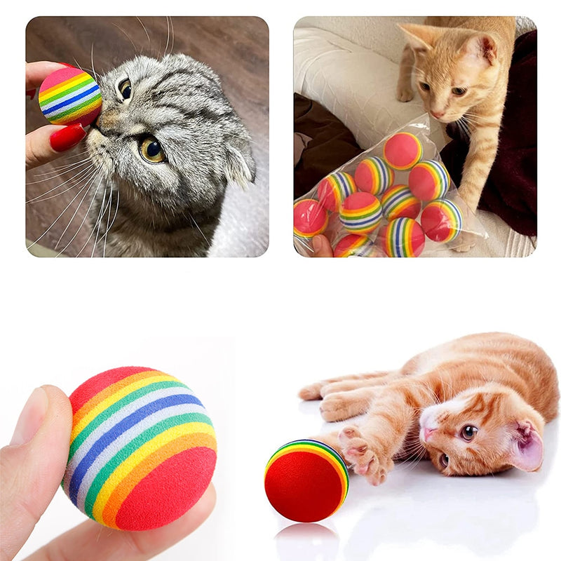 5/10 Pcs Colorful Pet Foam Balls Sponge Ball Cat Toy Soft Foam Rainbow Play Balls Training Interactive Kittens Pet Funny Toys - BougiePets