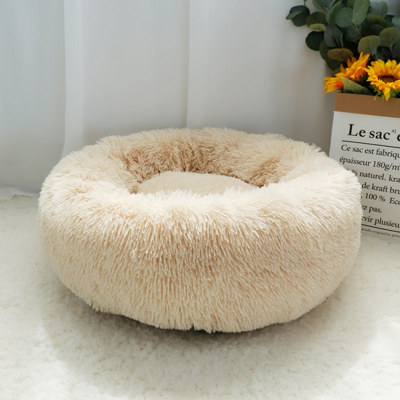 Pet Dog Bed Warm Fleece Round Dog Kennel House Long Plush Winter Pets Dog Beds For Medium Large Dogs Cats Soft Sofa Cushion Mats - BougiePets