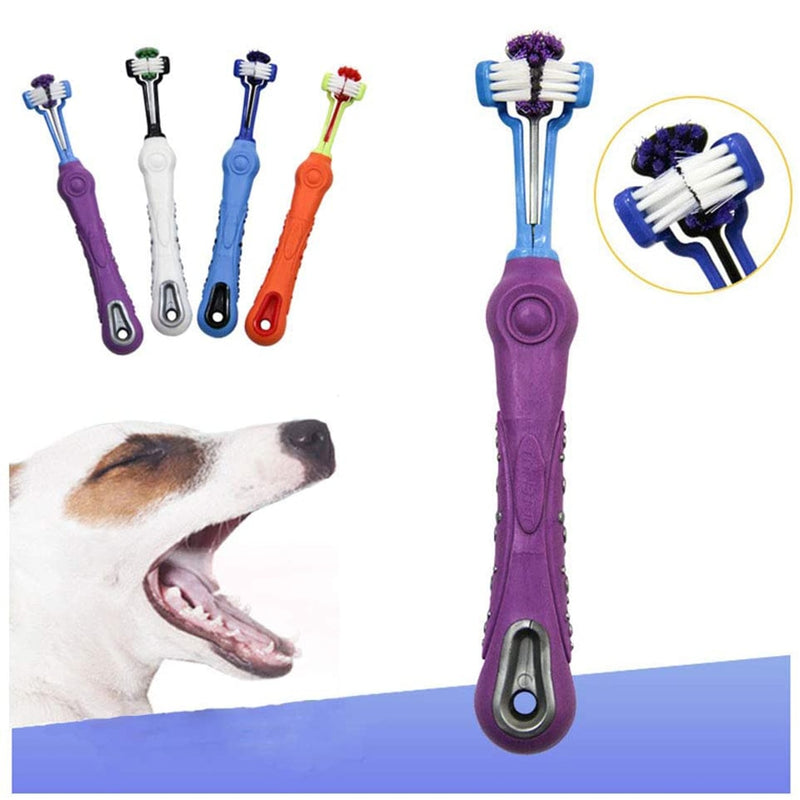 Three Sided Pet Toothbrush Dog Toothbrush Soft Rubber Tooth Care Brushes For Dogs Bad Breath Tartar Cleaning Pets Grooming Tools - BougiePets