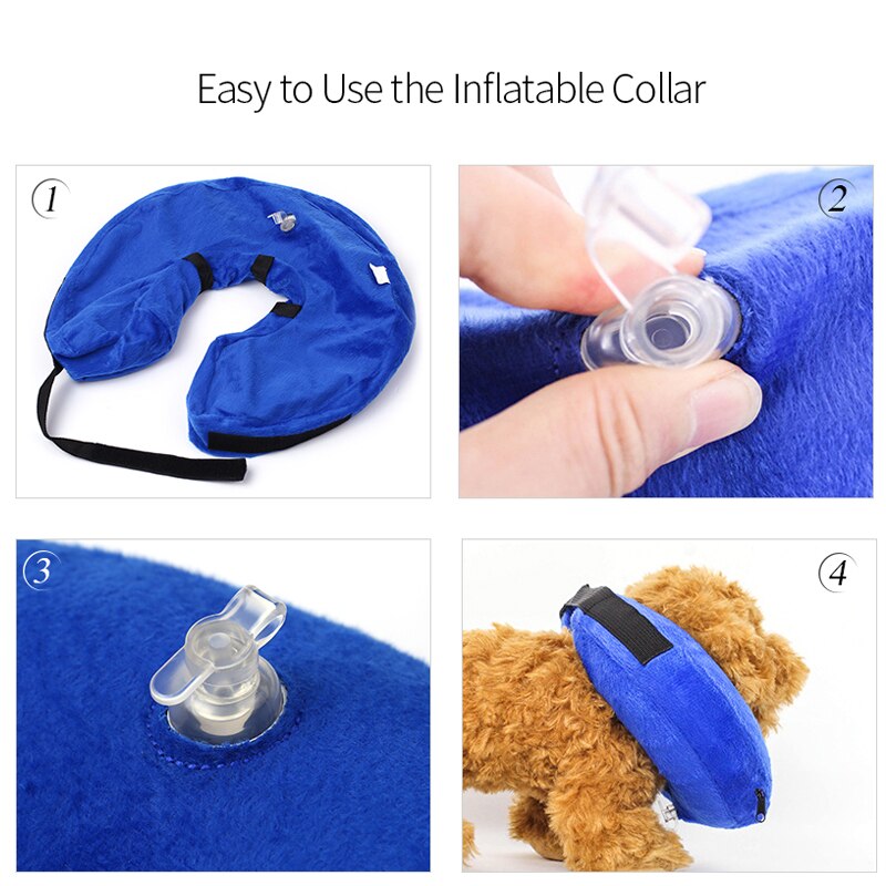 Dogs Collar Protective Inflatable Puppy Anti-Bite Necklace Cats Pet Recovery Neck Soft Blowing Ring Pet Products - BougiePets