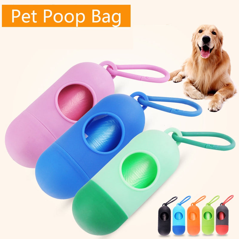 1 Roll 9 Color Pet Dog Poop Bag Dispenser Waste Garbage Holder Dispensers + Poop Bags Set Pets Dogs Trash Cleaning Supplies - BougiePets