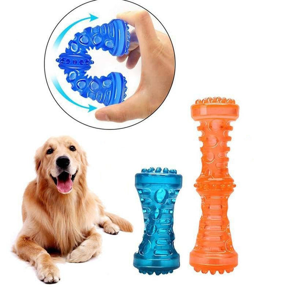 TPR Large Dog Bone Rubber Pet Toy Sound Strong Bite-Resistant Pets Teethbrush Toys Train Teeth Clean Chewing Perros Accessories - BougiePets