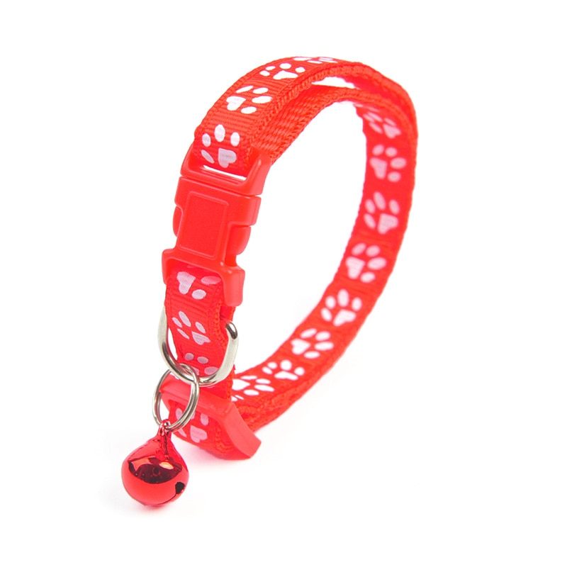 1Pc Colorful Cute Bell Collar Adjustable Buckle Cat Collar Pet Supplies Footprint Personalized Kitten Collar Small Dog Accessory - BougiePets