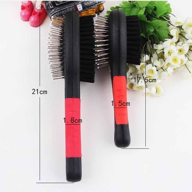 1PC Double Faced Pet Dog Comb Long Hair Brush Plastic Handle Puppy Cat Massage Bath Brush Multifunction Pet Grooming Tool - BougiePets