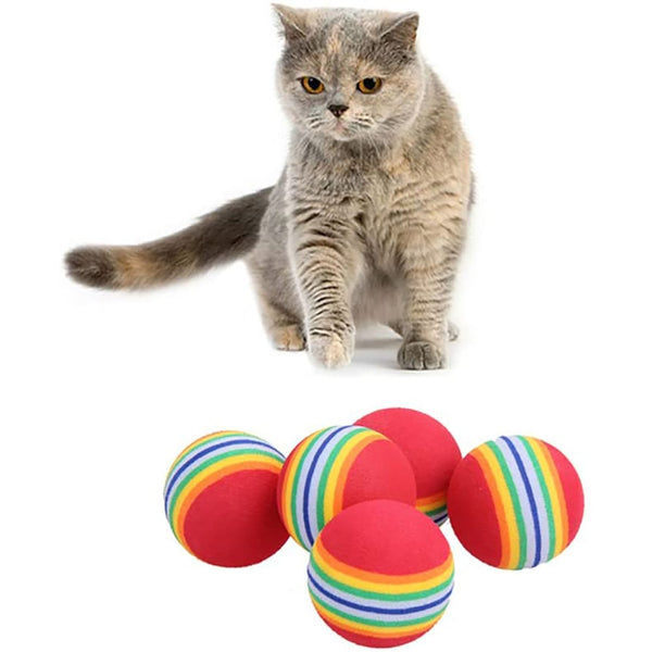 5/10 Pcs Colorful Pet Foam Balls Sponge Ball Cat Toy Soft Foam Rainbow Play Balls Training Interactive Kittens Pet Funny Toys - BougiePets