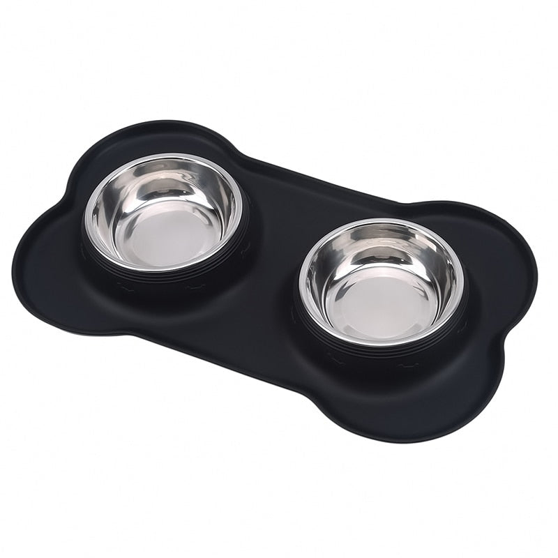Dog Bowls Stainless Steel Dog Bowl with No Spill Non-Skid Silicone Mat Feeder Bowls Pet Bowl for Dogs Cats and Pets - BougiePets