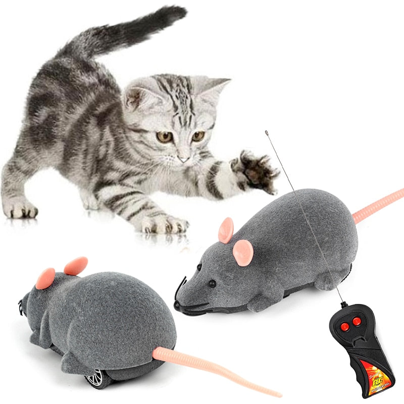 3 Colors RC Electronic Mice Cat Toys Wireless Remote ControlSimulation Plush Mouse Funny Interactive Rat Toy For Pet Kitten Cats - BougiePets