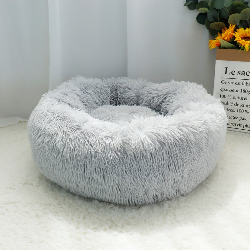 Pet Dog Bed Warm Fleece Round Dog Kennel House Long Plush Winter Pets Dog Beds For Medium Large Dogs Cats Soft Sofa Cushion Mats - BougiePets