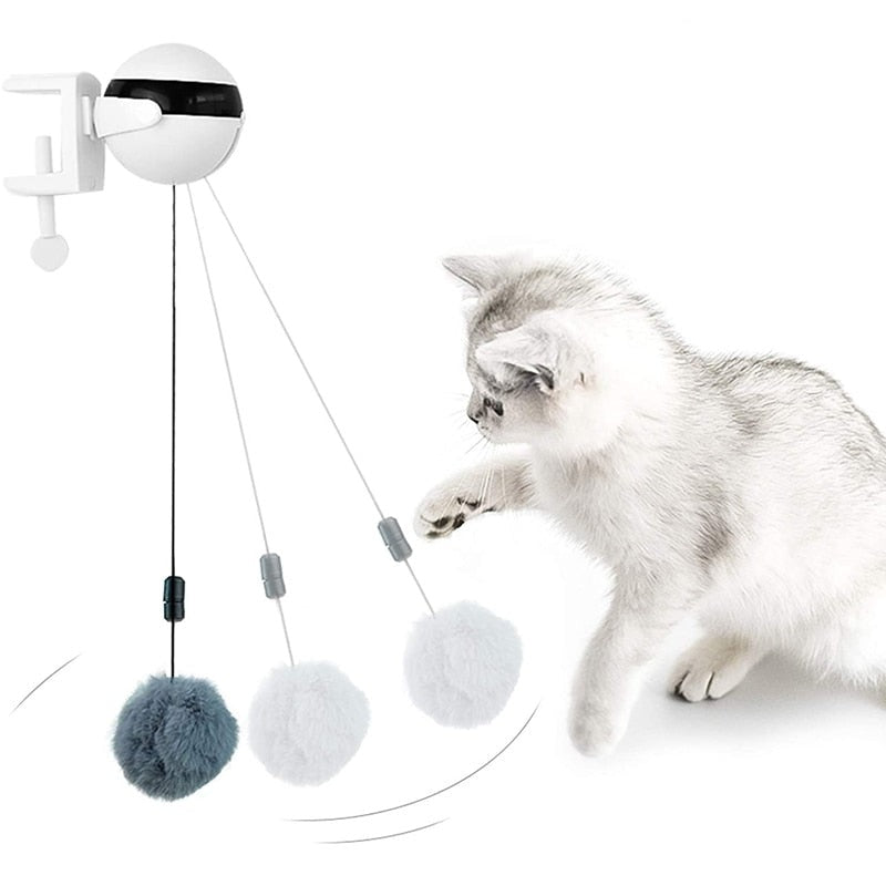 Funny Electric Cat Toy Automatic Lifting Plush Ball Cat Teaser Interactive Toys Indoor Smart Pet Toys Supplies for Cats Kitten - BougiePets