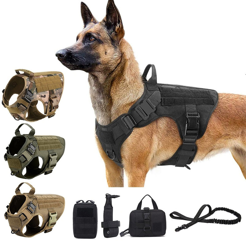 Tactical Dog Harness Pet German Shepherd K9 Malinois Training Vest Dog Harness and Leash Set For All Breeds Dogs - BougiePets