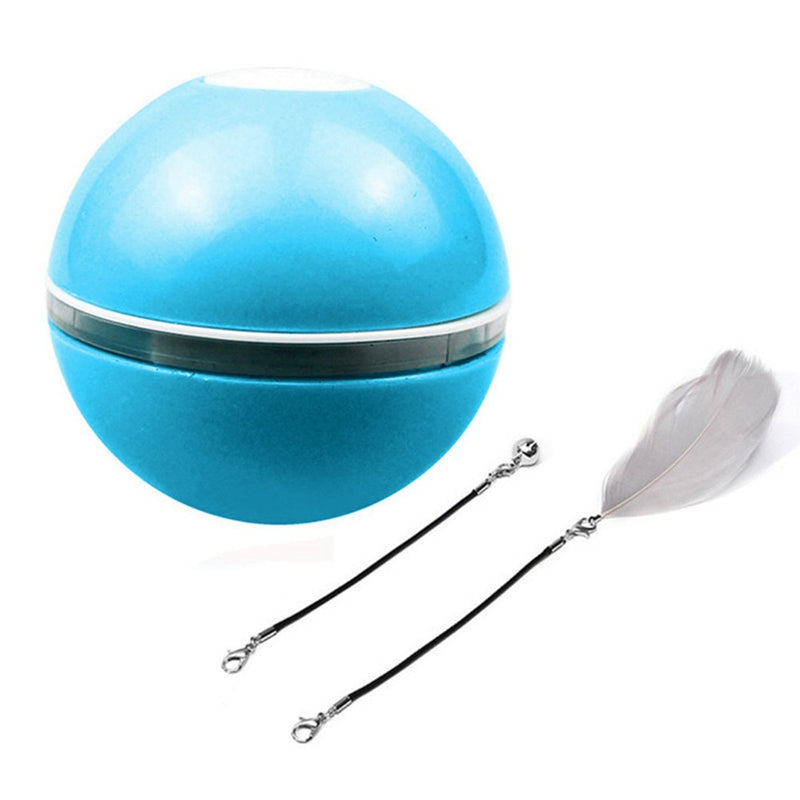 USB Intelligent Interactive Cat Toy Self Rotating Ball Automatic Rotation Ball Feather Toy LED Magic Roller Ball For Cat Dog Kid - BougiePets