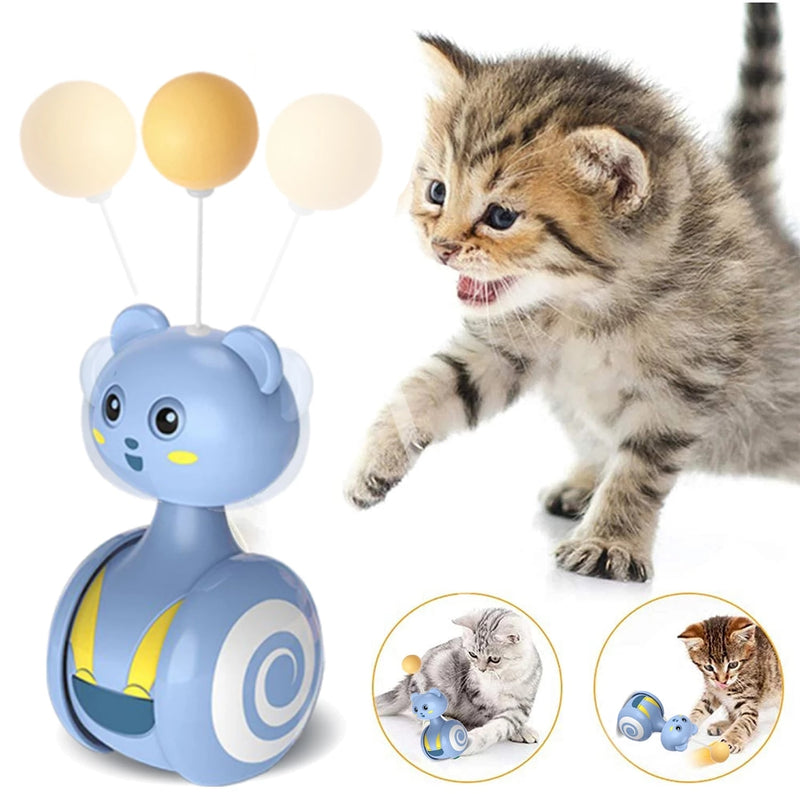Cat Automatic Interactive Toys Pet Bumbler Funny Toy Interactive Cats Toys Cat Rolling Teaser Feather Wand Toys Rotating Ball - BougiePets