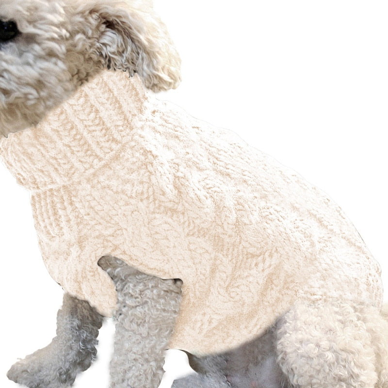 High Collar Solid Design Pet Sweater - BougiePets