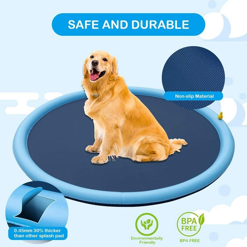 Smmer Dog Toy Splash Sprinkler Pad for Dogs Thicken Pet Pool Outdoor Interactive Play Water Mat Toys for Dogs Cats and Children - BougiePets
