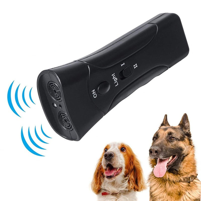 Ultrasonic Dog Repeller LED Flashlight Pet Chaser Training Equipment Double Head Anti Barking Device Dog Supplies German Shepher - BougiePets