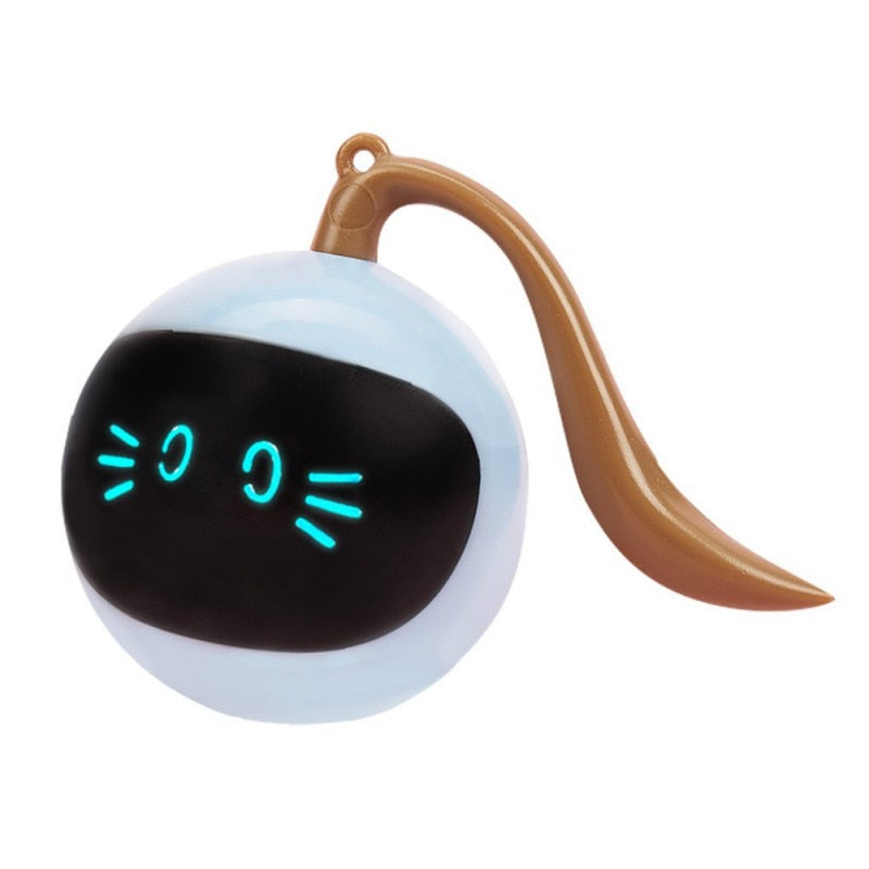 USB Intelligent Interactive Cat Toy Self Rotating Ball Automatic Rotation Ball Feather Toy LED Magic Roller Ball For Cat Dog Kid - BougiePets