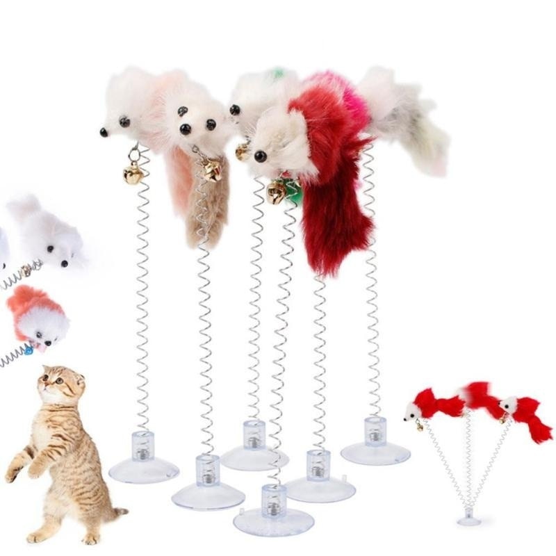Cartoon Pet Cat Toy Stick Feather Rod Mouse Toy with Mini Bell Cat Catcher Teaser Interactive Cat Toy Kitten игрушки для кошек - BougiePets