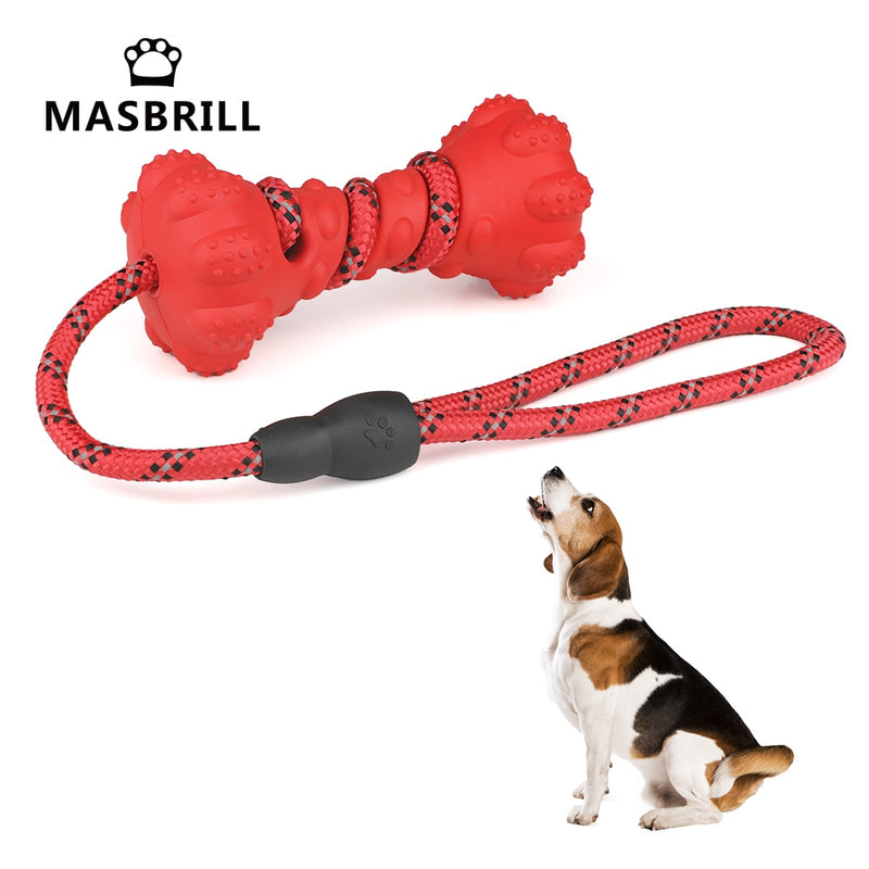 MASBRILL Pet Dog Toy Interactive Rubber Dumbbel for Small Large Dogs Chewing Toys Pet Tooth Cleaning Indestructible Dog Food Toy - BougiePets