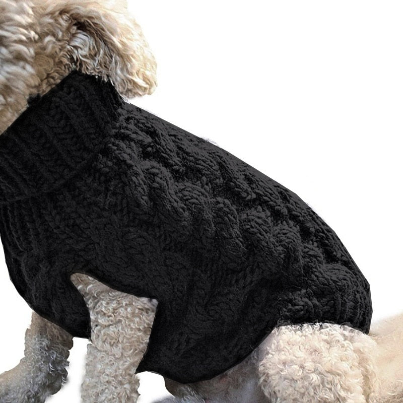 High Collar Solid Design Pet Sweater - BougiePets