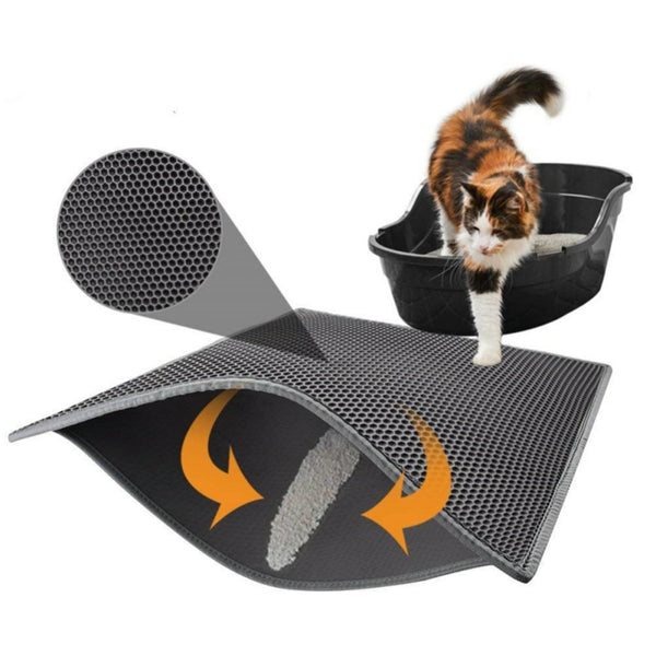 Pet Cat Litter Mat Waterproof EVA Double Layer Cat Litter Trapping Pet Litter Box Mat Clean Pad Products For Cats Accessories - BougiePets