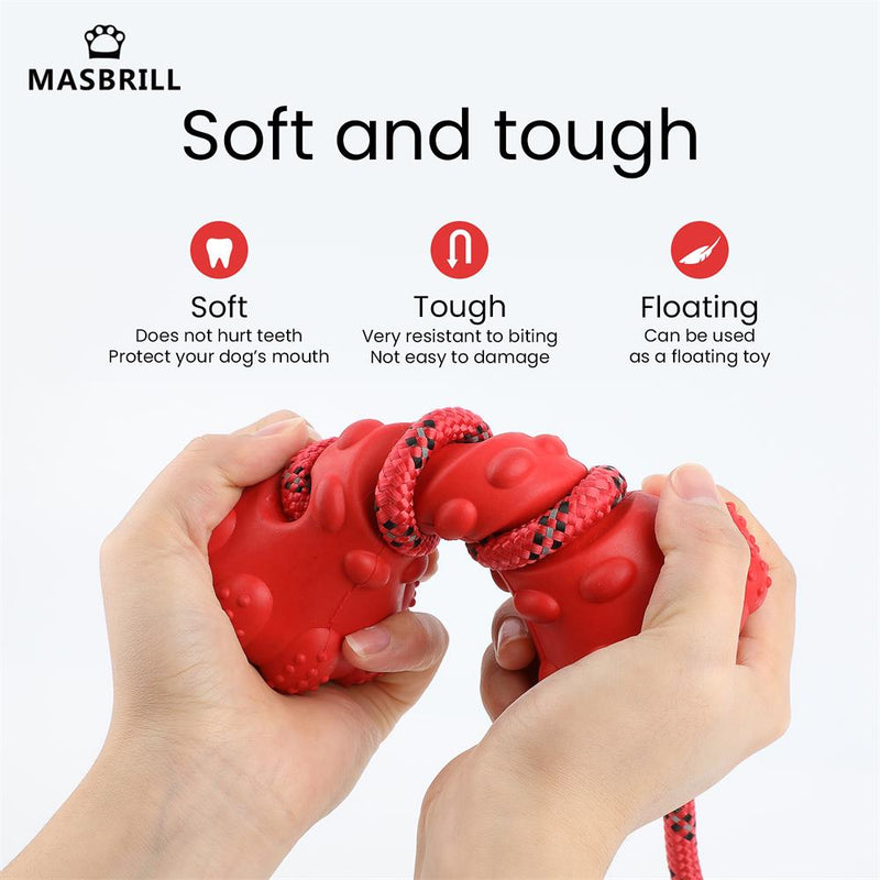 MASBRILL Pet Dog Toy Interactive Rubber Dumbbel for Small Large Dogs Chewing Toys Pet Tooth Cleaning Indestructible Dog Food Toy - BougiePets