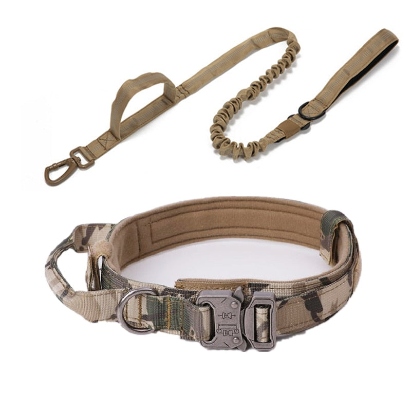 Durable Tactical Dog Collar Leash Set Military Pet Collars Heavy Duty For Medium Large Dogs German Shepherd Training Accessories - BougiePets