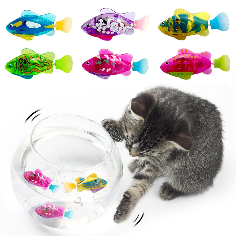Cat Interactive Electric Fish Toy Water Cat Toy for Indoor Play Swimming Robot Fish Toy for Cat and Dog with LED Light Pet Toys - BougiePets